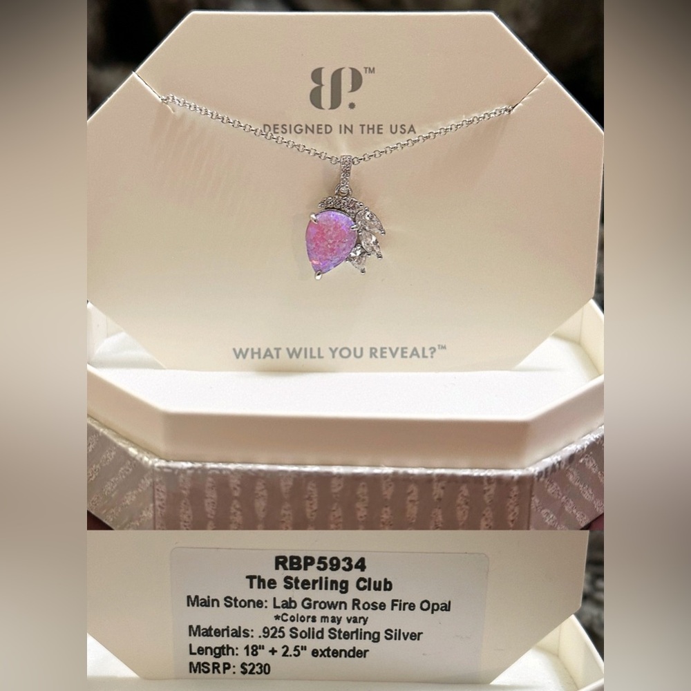 BP The Sterling Club Rose Fire Opal Necklace
